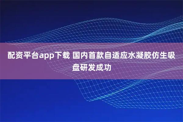 配资平台app下载 国内首款自适应水凝胶仿生吸盘研发成功